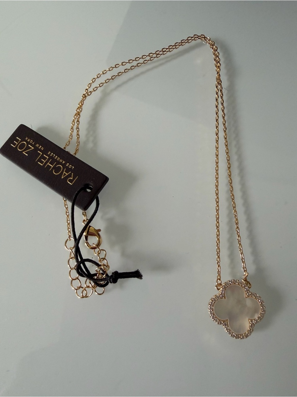 Gold mother of pearl Four Leaf Clover Pendant Necklace